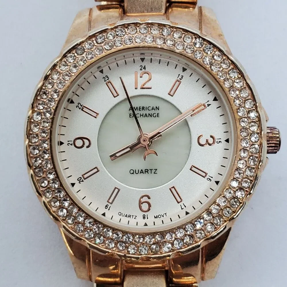 American Exchange 34MM Women's Watch White Dial Gold‎ Bracelet 7